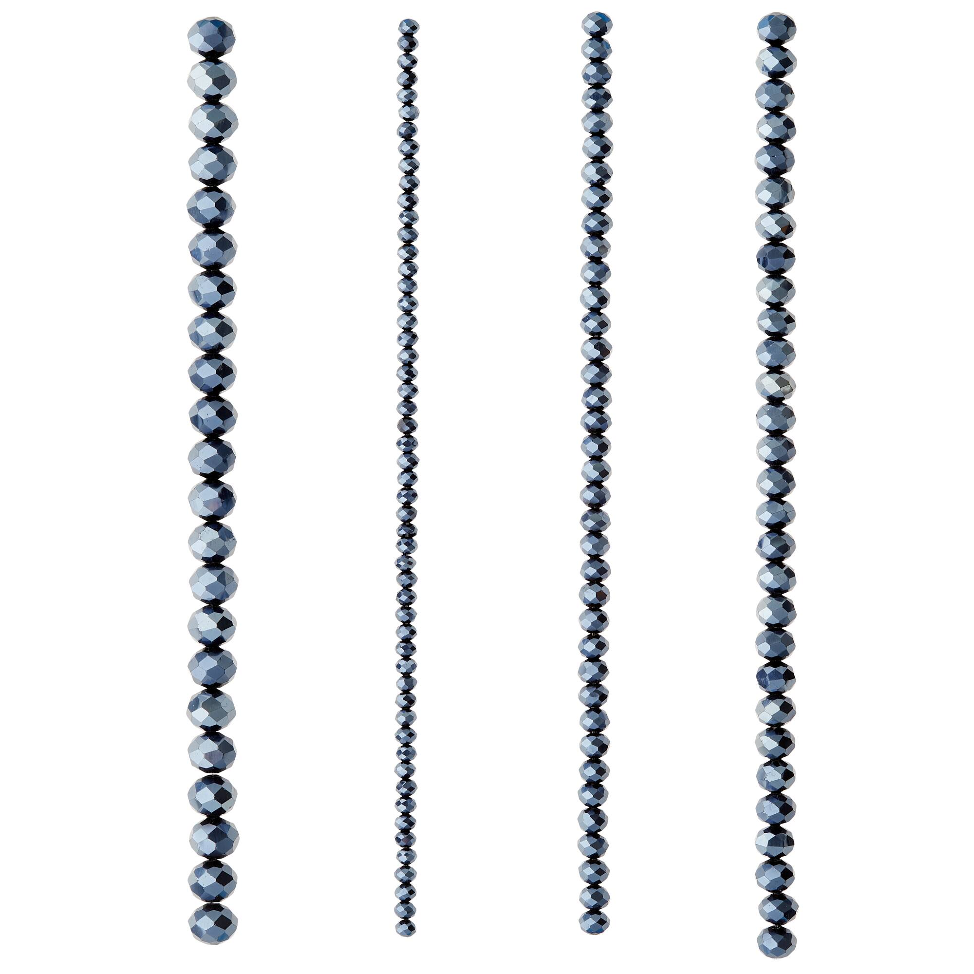 Black Faceted Glass Rondelle Bead Strings by Bead Landing™
